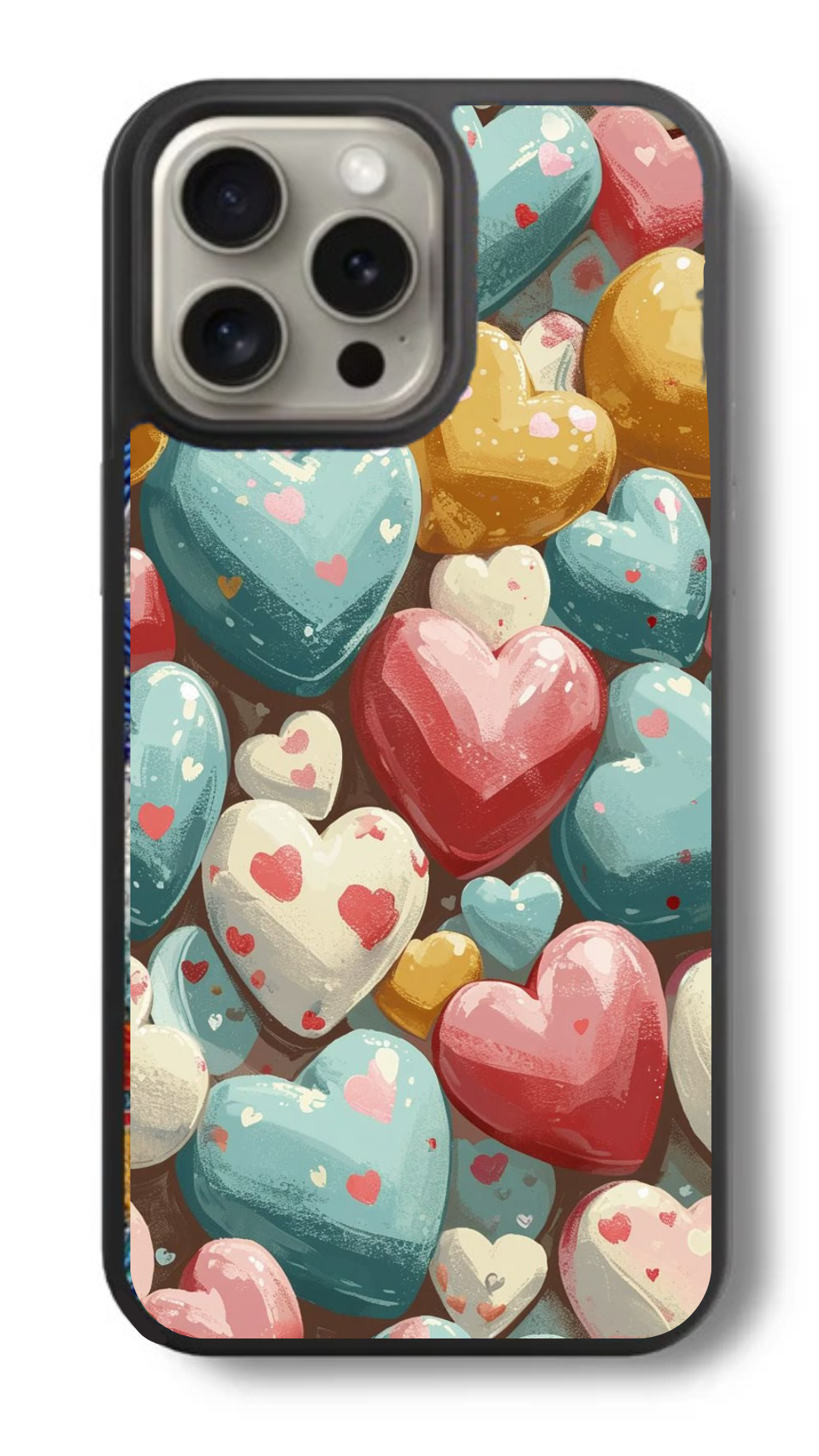 Sweet Pulse – Pastel 3D Heart Glass Cover