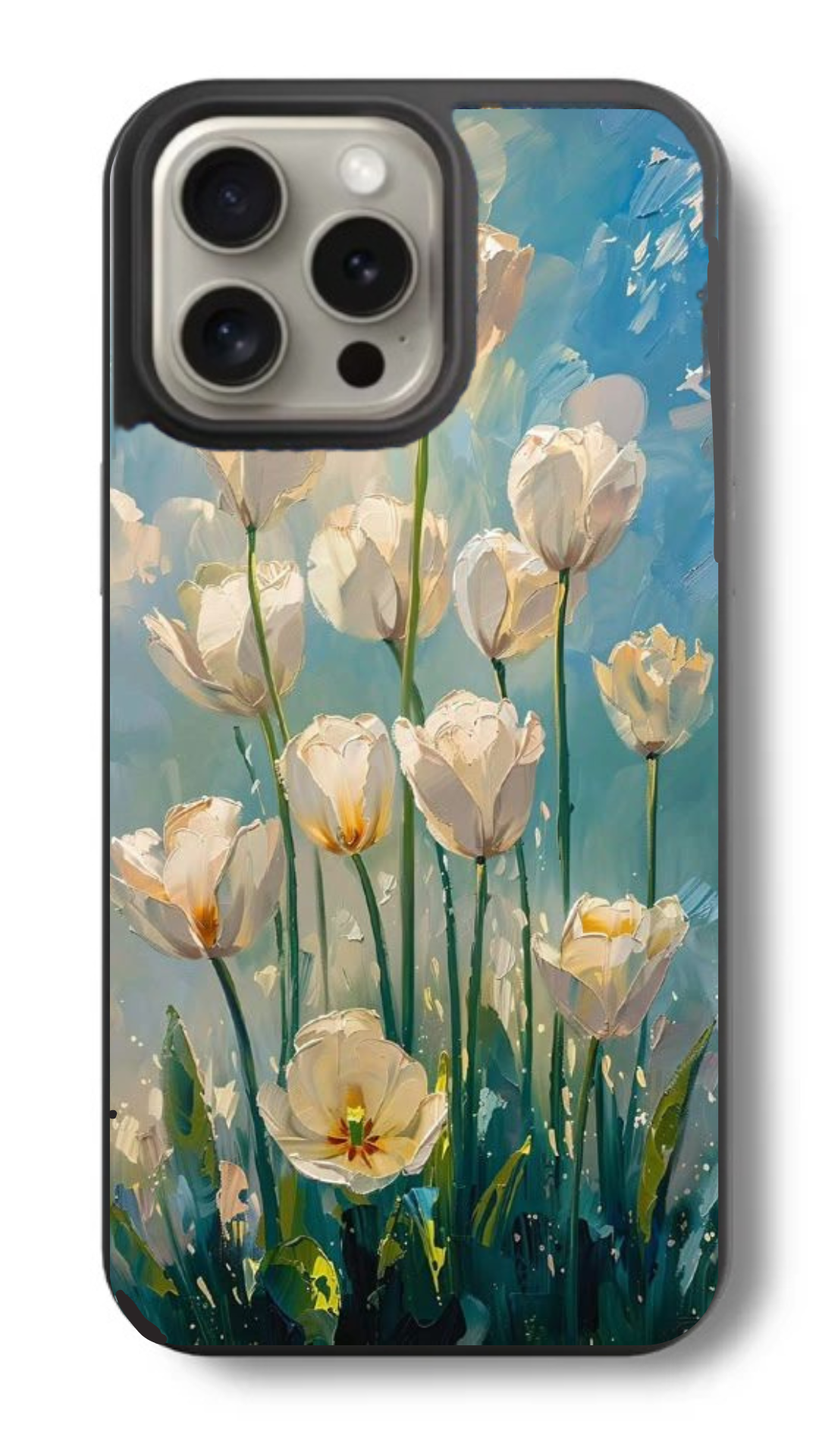 White Tulip Glass Phone Cover