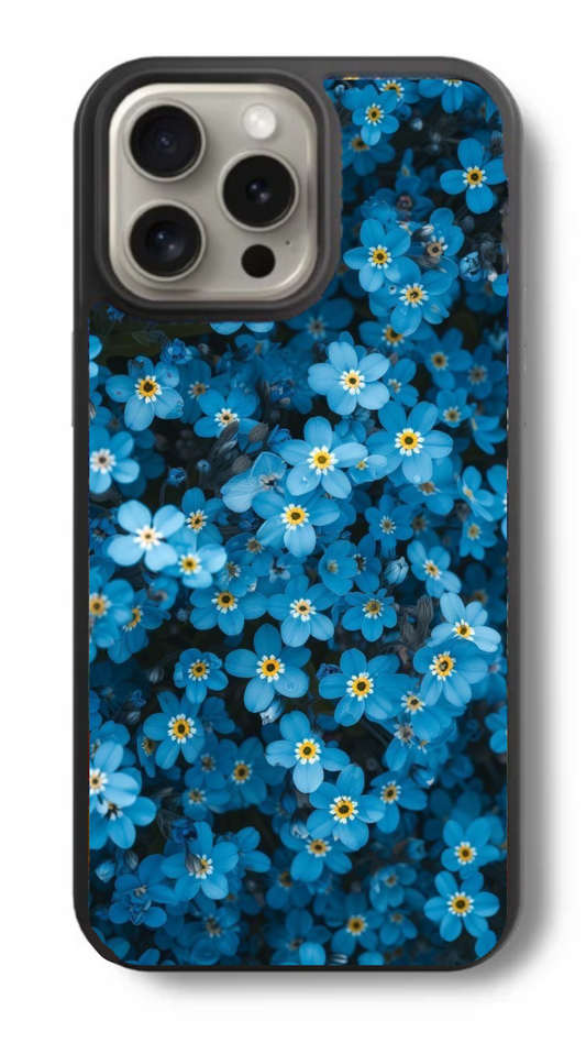 Blue Flowers Glass Phone Cover